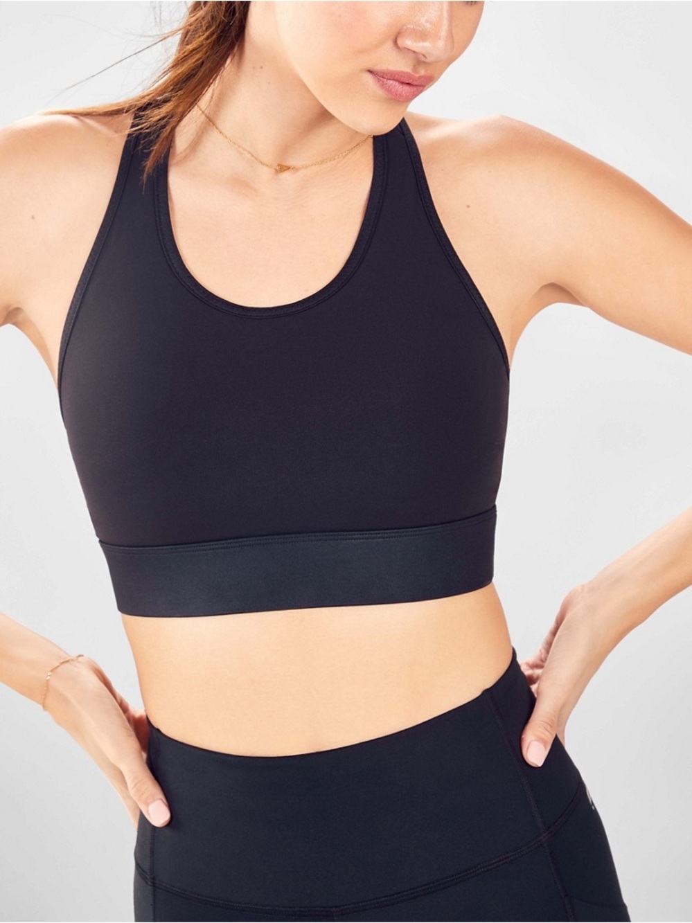 Fabletics Black Racerback Sports Bra with Medium Support